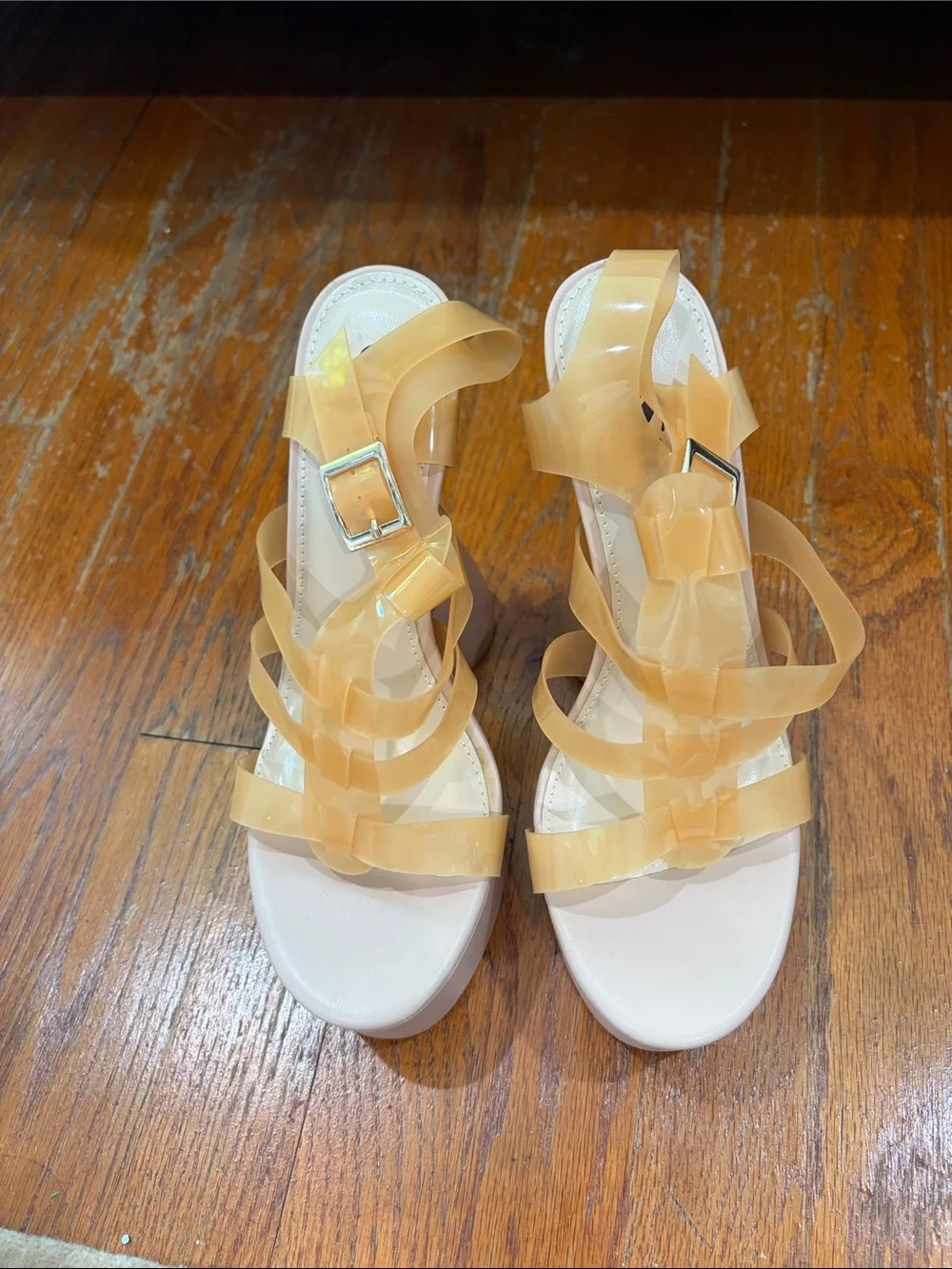 Women’s Strappy Jelly Sandals in Beige. Brand new